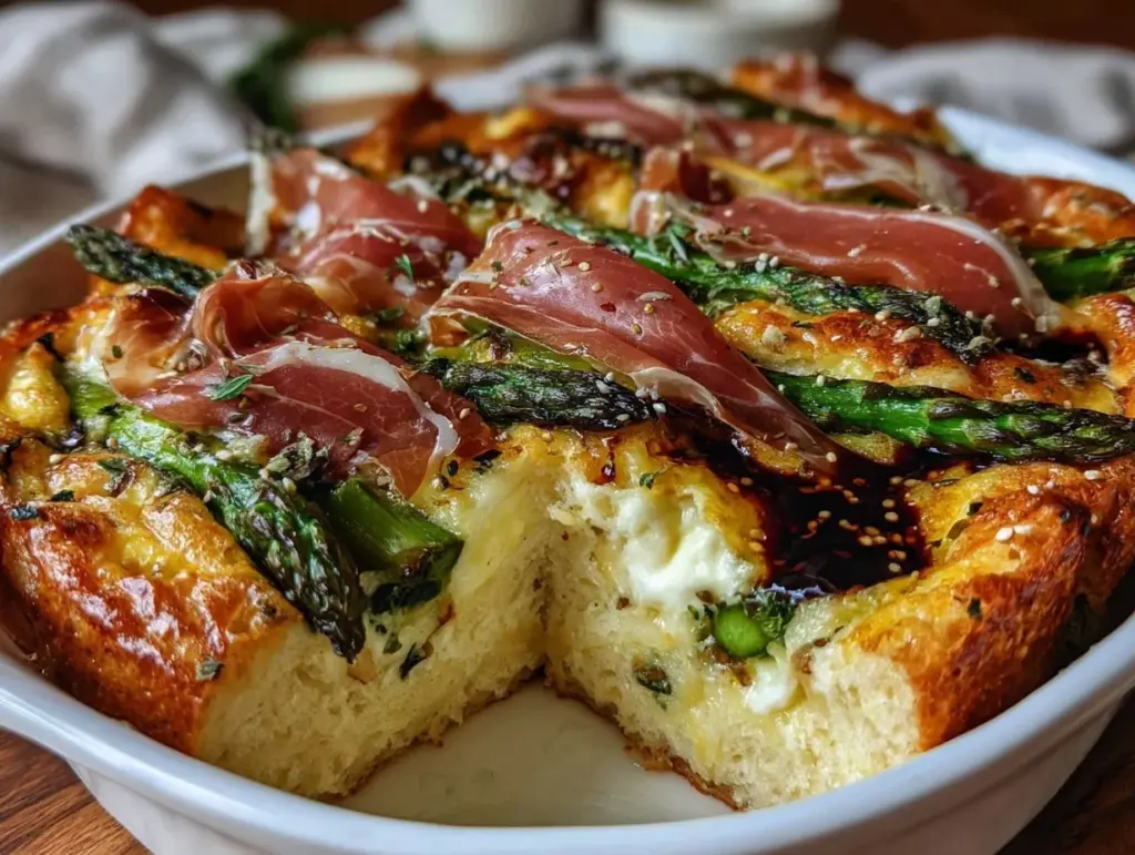prosciutto and asparagus egg strata - featured image