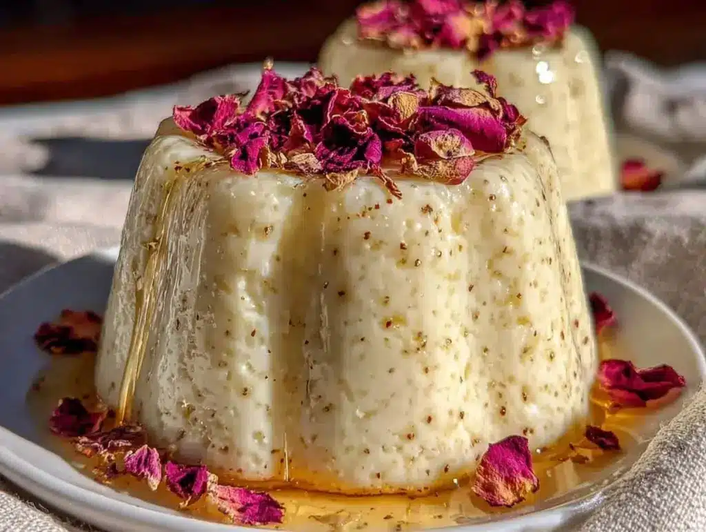 rose petal vanilla bean panna cotta - featured image