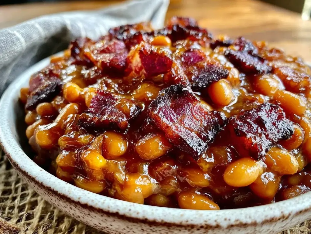 savory crockpot baked beans - featured image