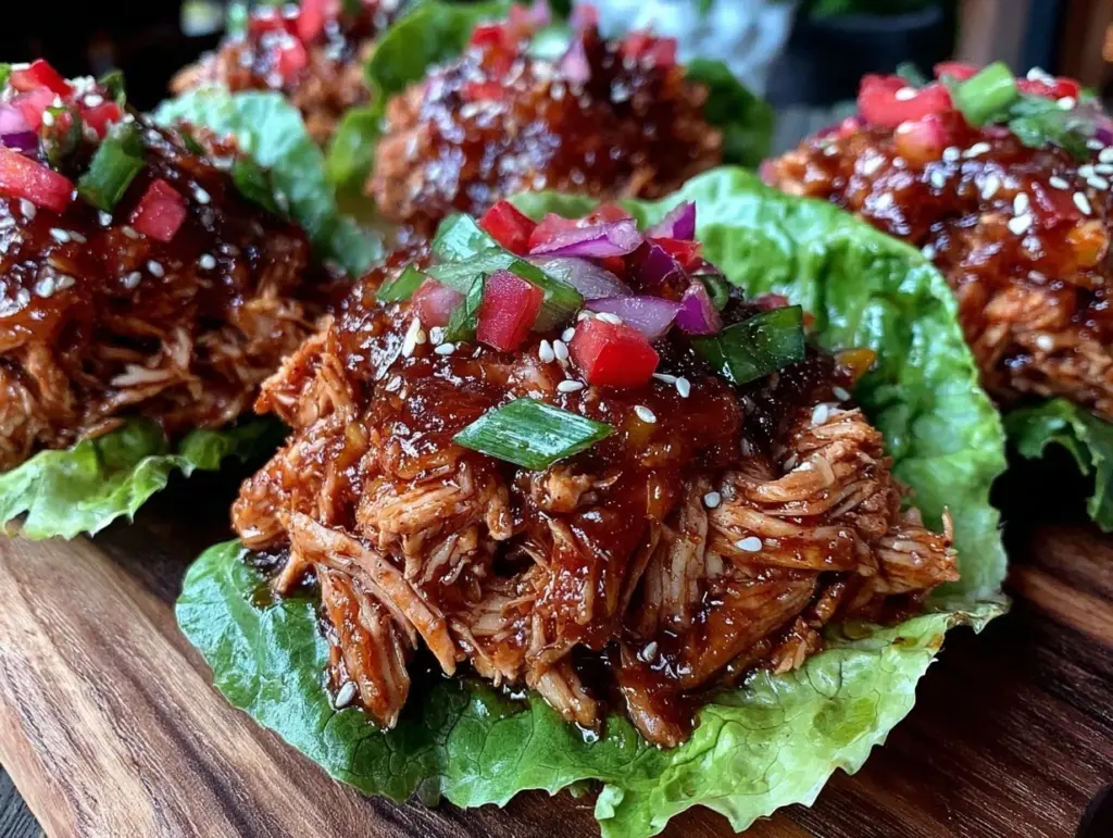 slow cooker hawaiian chicken lettuce wraps - featured image