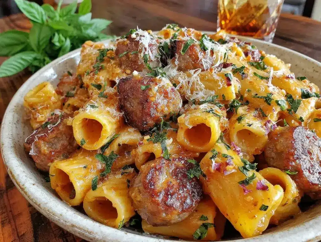 spicy sausage rigatoni - featured image
