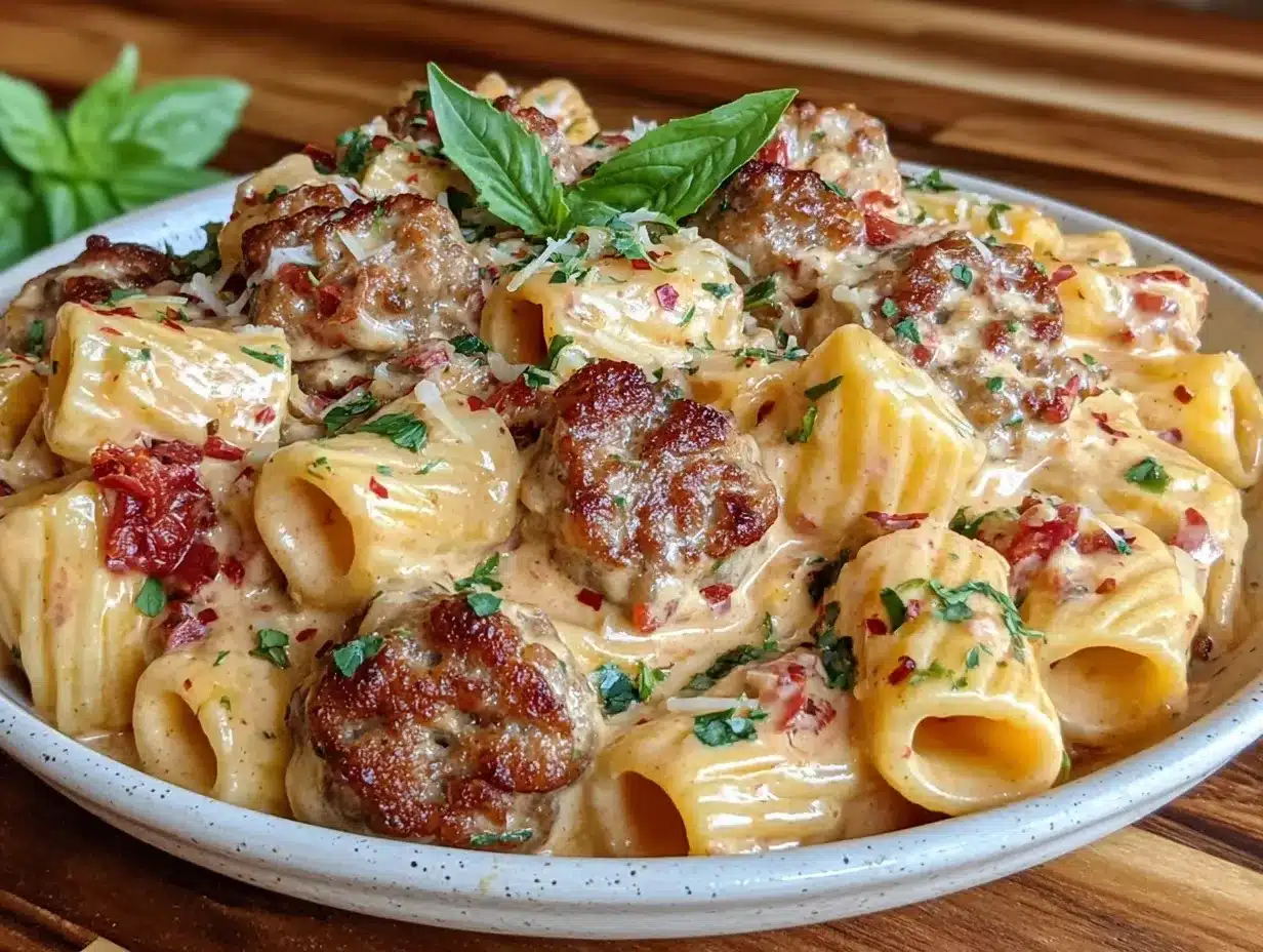 spicy sausage rigatoni preparation steps