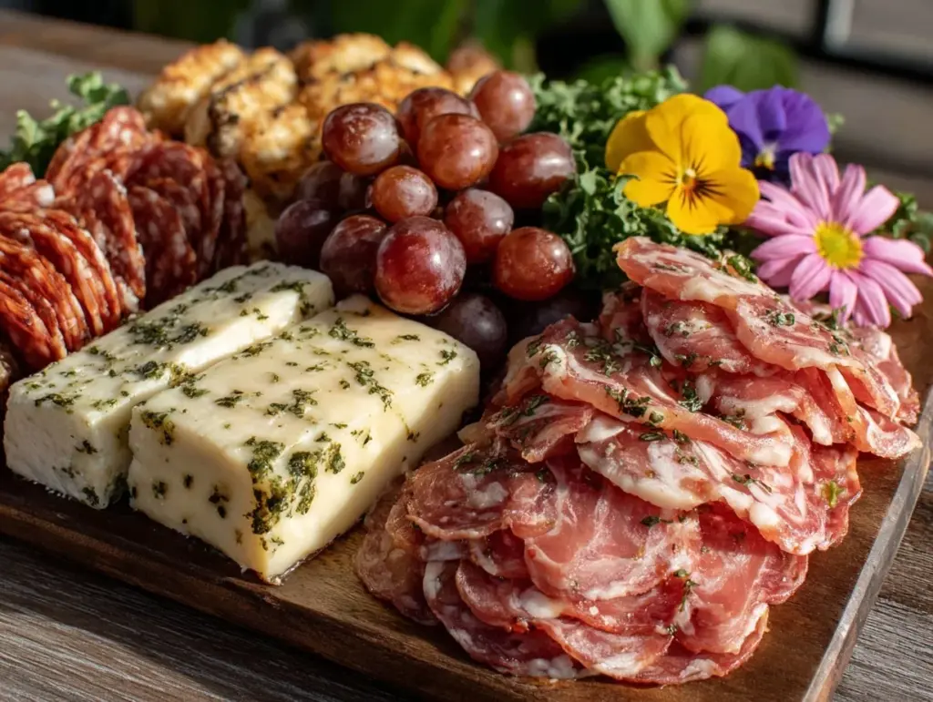 spring garden charcuterie board - featured image
