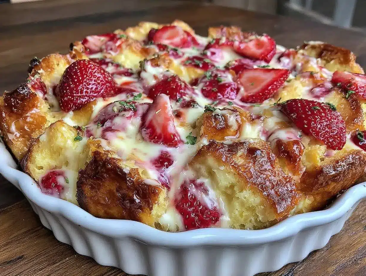 strawberry cream cheese french toast bake preparation steps