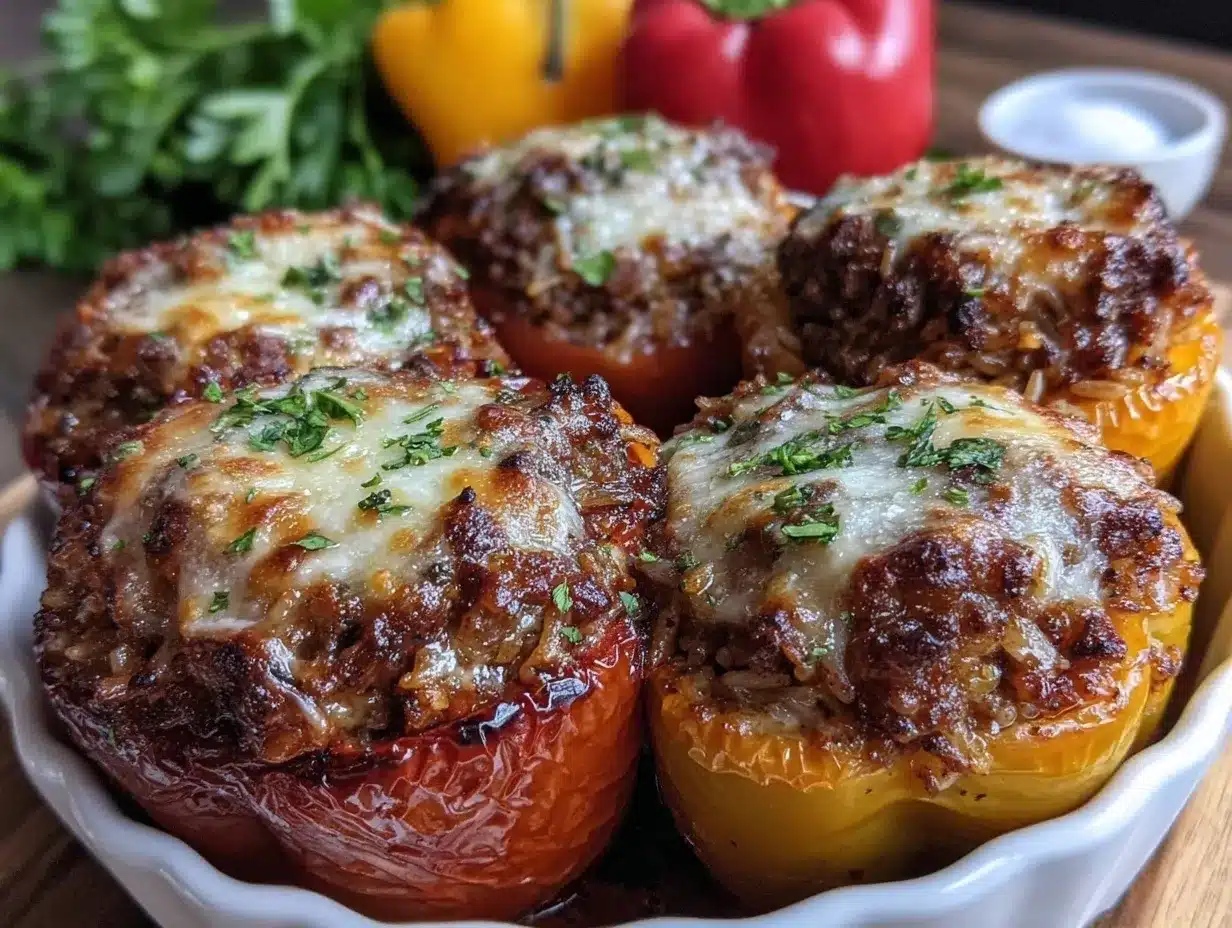 stuffed bell peppers with ground beef and rice preparation steps