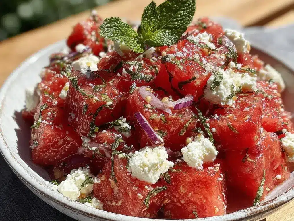 watermelon feta mint salad - featured image