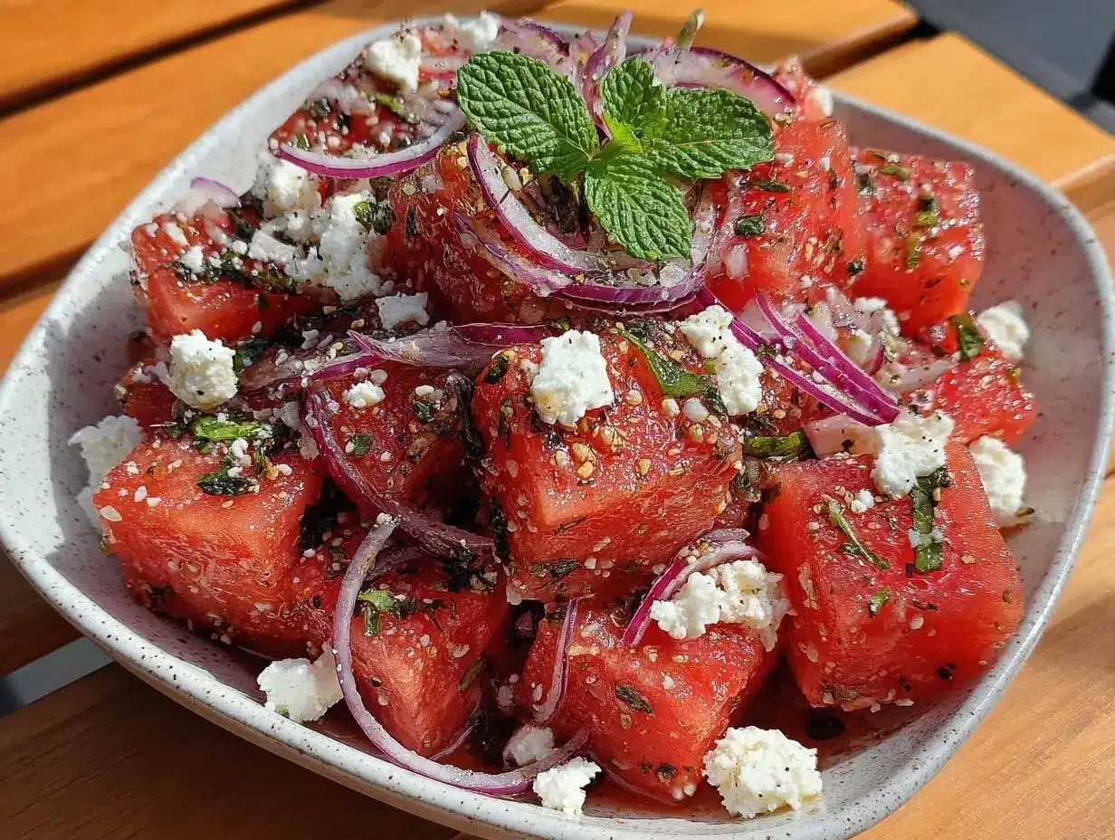 watermelon feta mint salad preparation steps