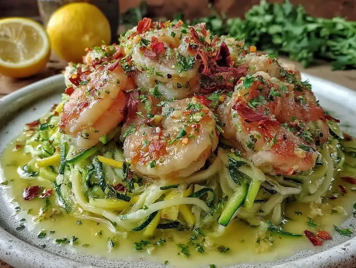 zucchini noodle shrimp scampi preparation steps
