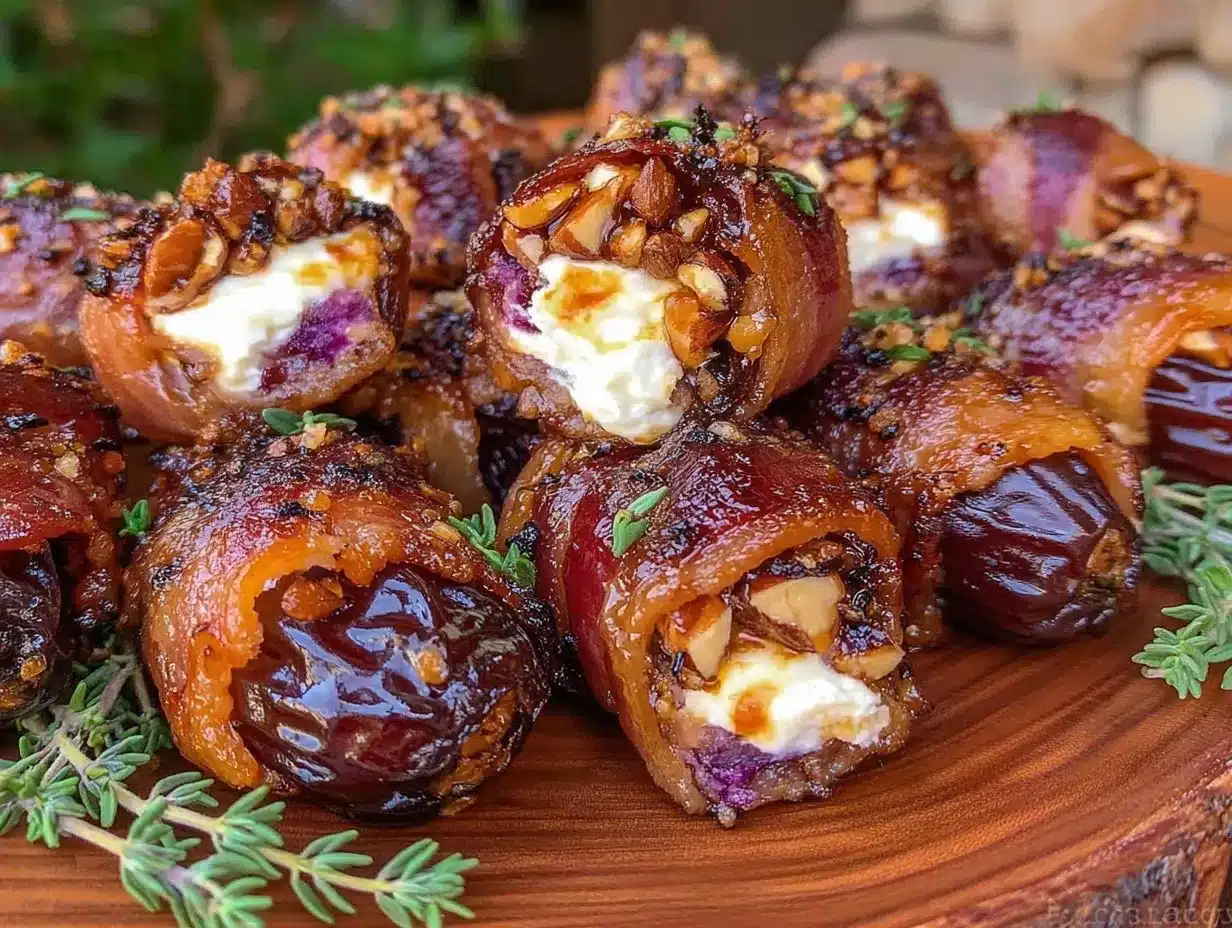 bacon wrapped dates stuffed with creamy goat cheese preparation steps
