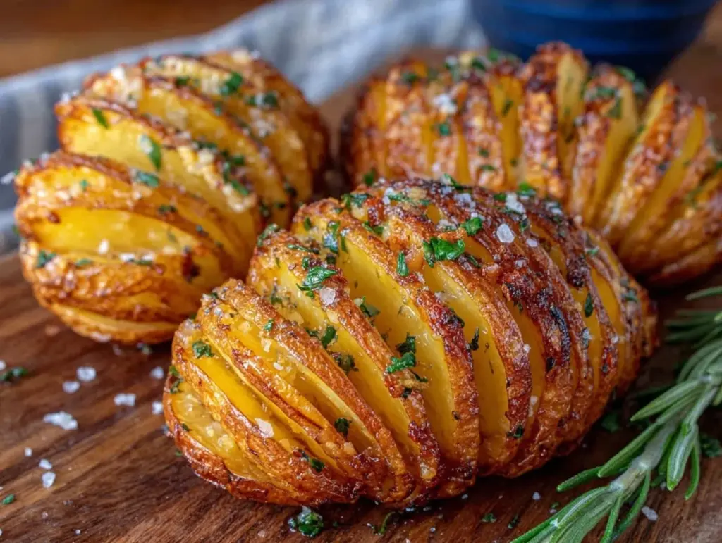 hasselback potatoes with garlic - featured image