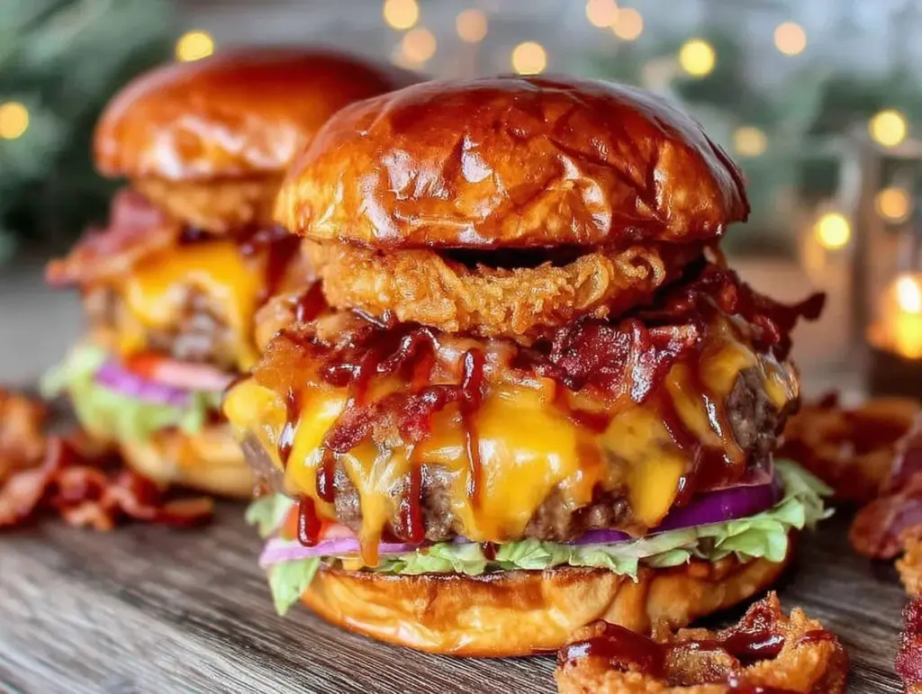 BBQ Bacon Onion Ring Burgers - featured image