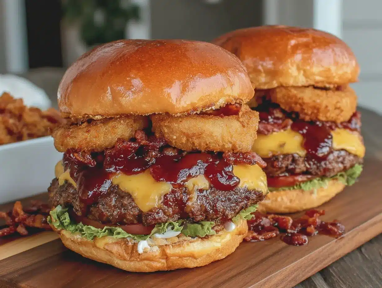 BBQ Bacon Onion Ring Burgers preparation steps
