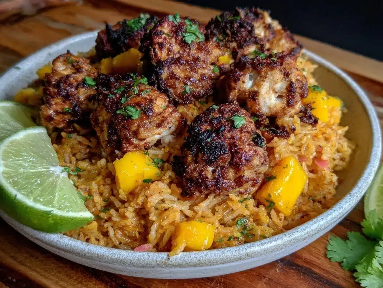 blackened chicken mango rice bowls preparation steps