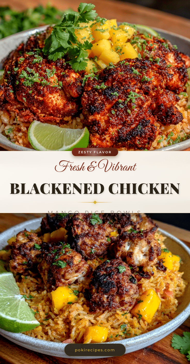 blackened chicken mango rice bowls recipe