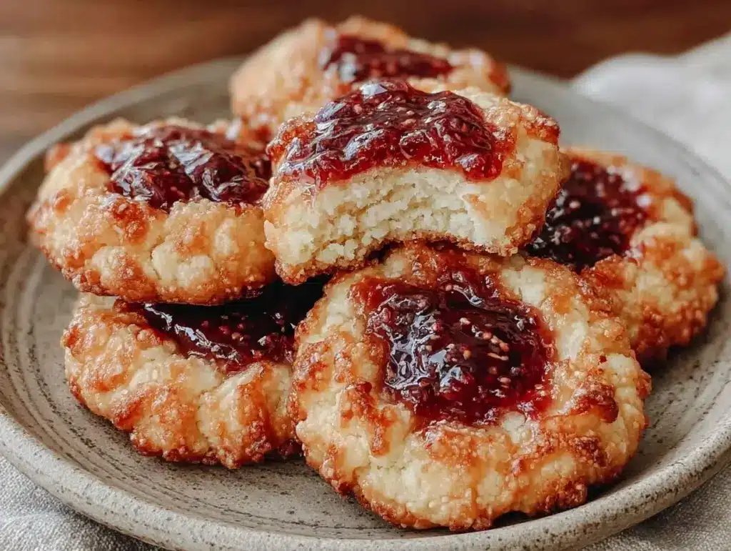 chewy condensed milk thumbprint cookies - featured image