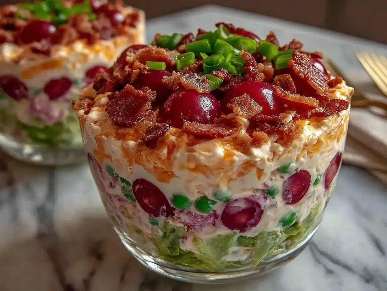 classic creamy old-fashioned seven layer salad preparation steps