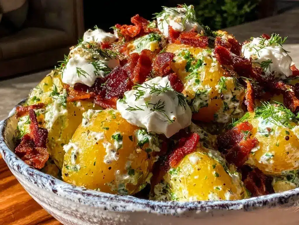 creamy dill pickle potato salad - featured image