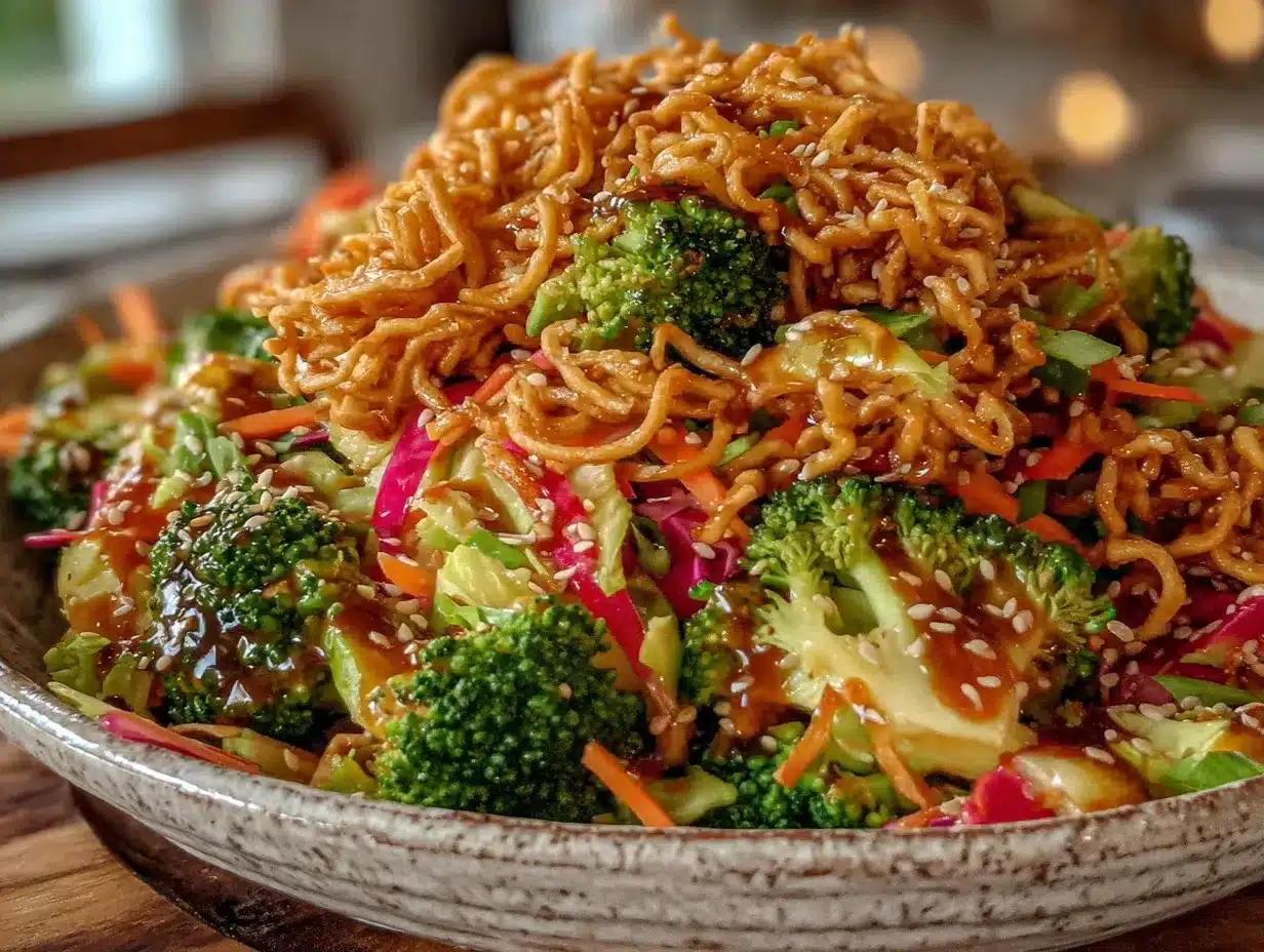 crispy asian sesame broccoli crunch salad preparation steps