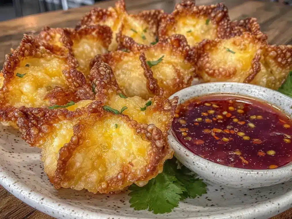 crispy baked cream cheese wontons - featured image
