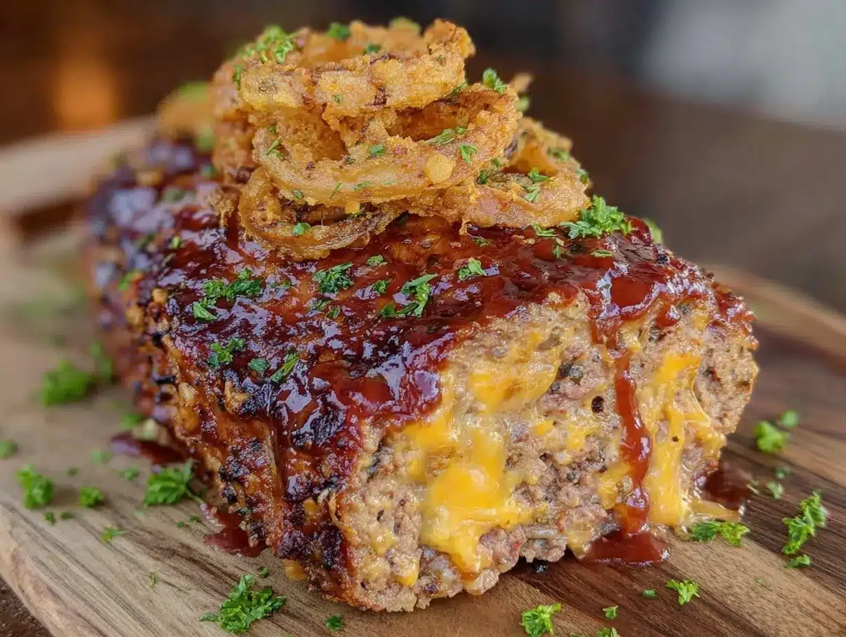 crispy bbq cheddar stuffed meatloaf preparation steps