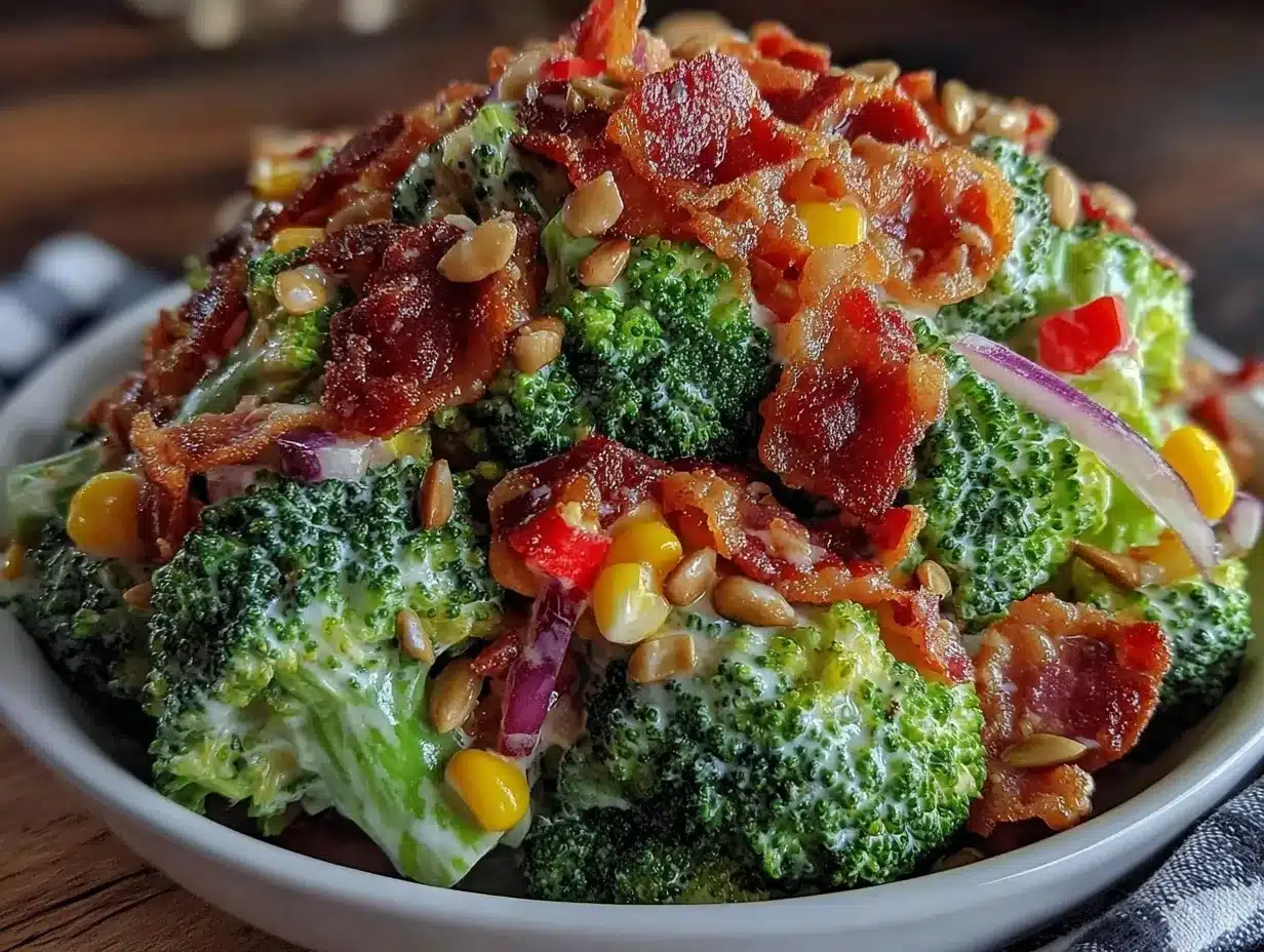 crunchy broccoli salad with bacon preparation steps