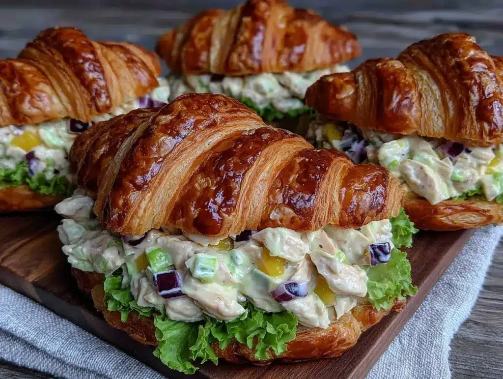 curry chicken salad croissant sandwiches - featured image