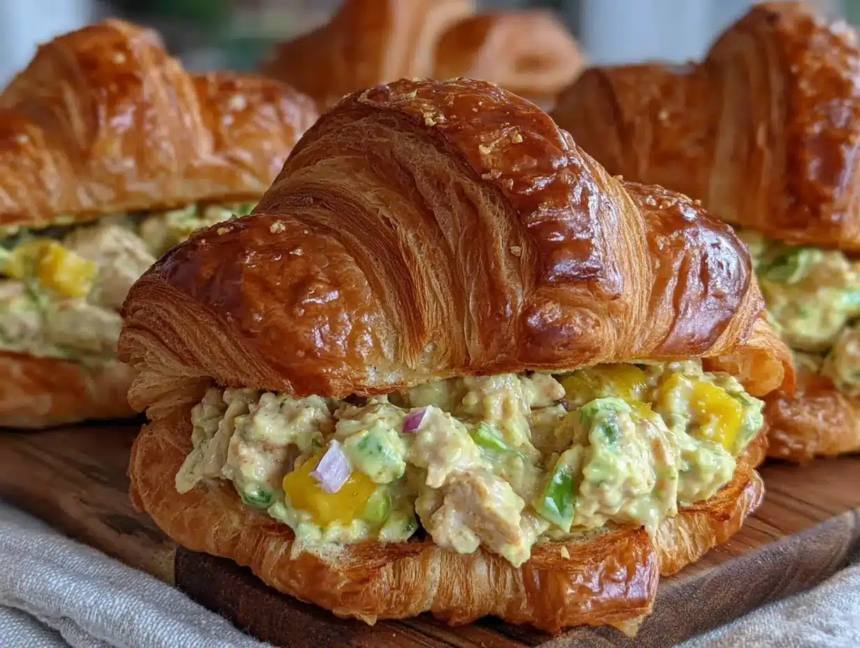 curry chicken salad croissant sandwiches preparation steps