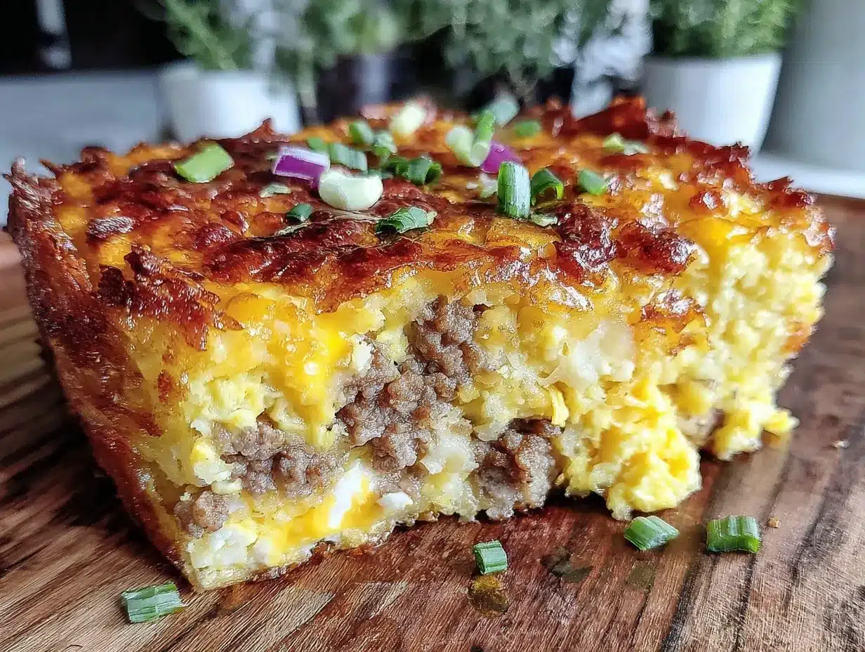 easy cheesy sausage egg and cheese hash brown breakfast casserole preparation steps