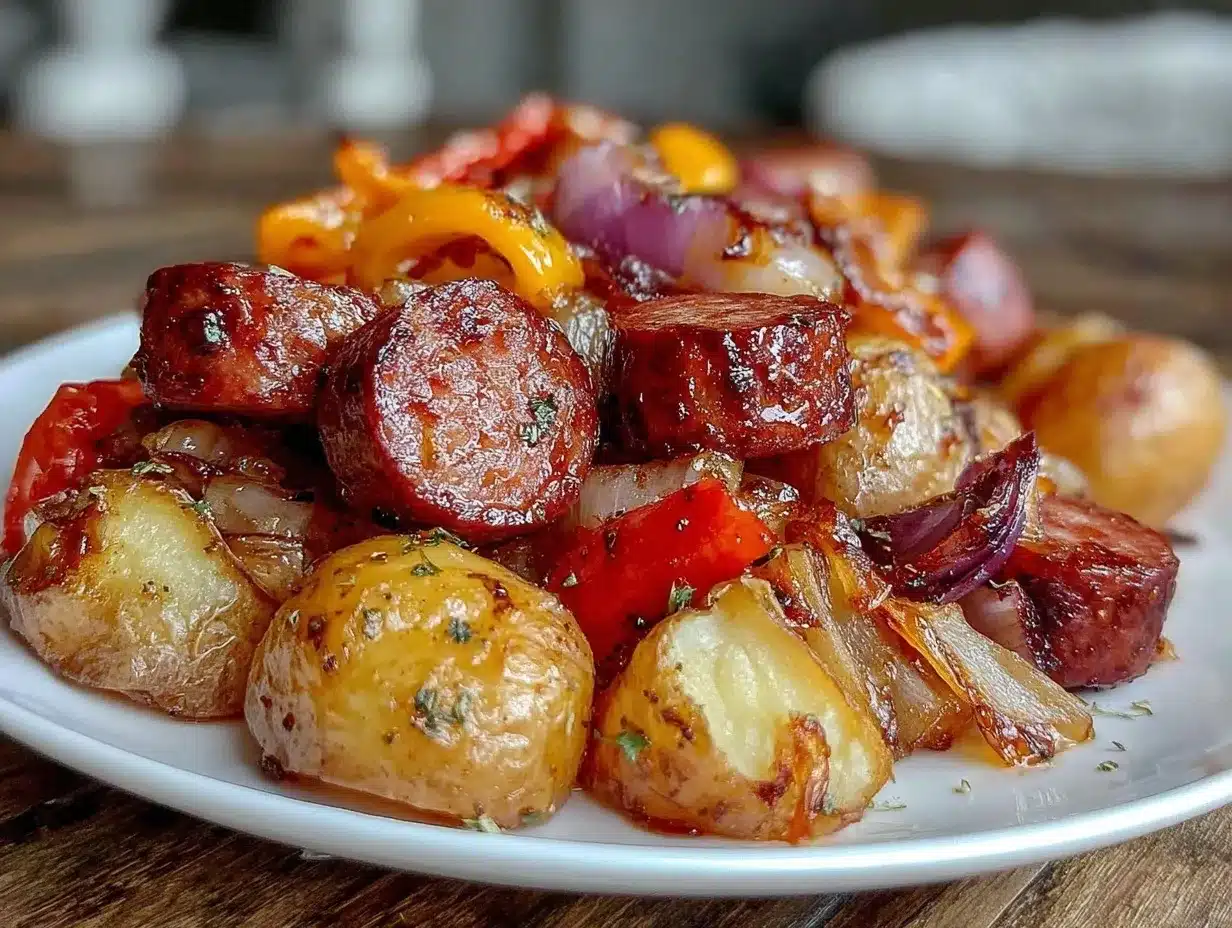 easy crispy sheet pan kielbasa preparation steps