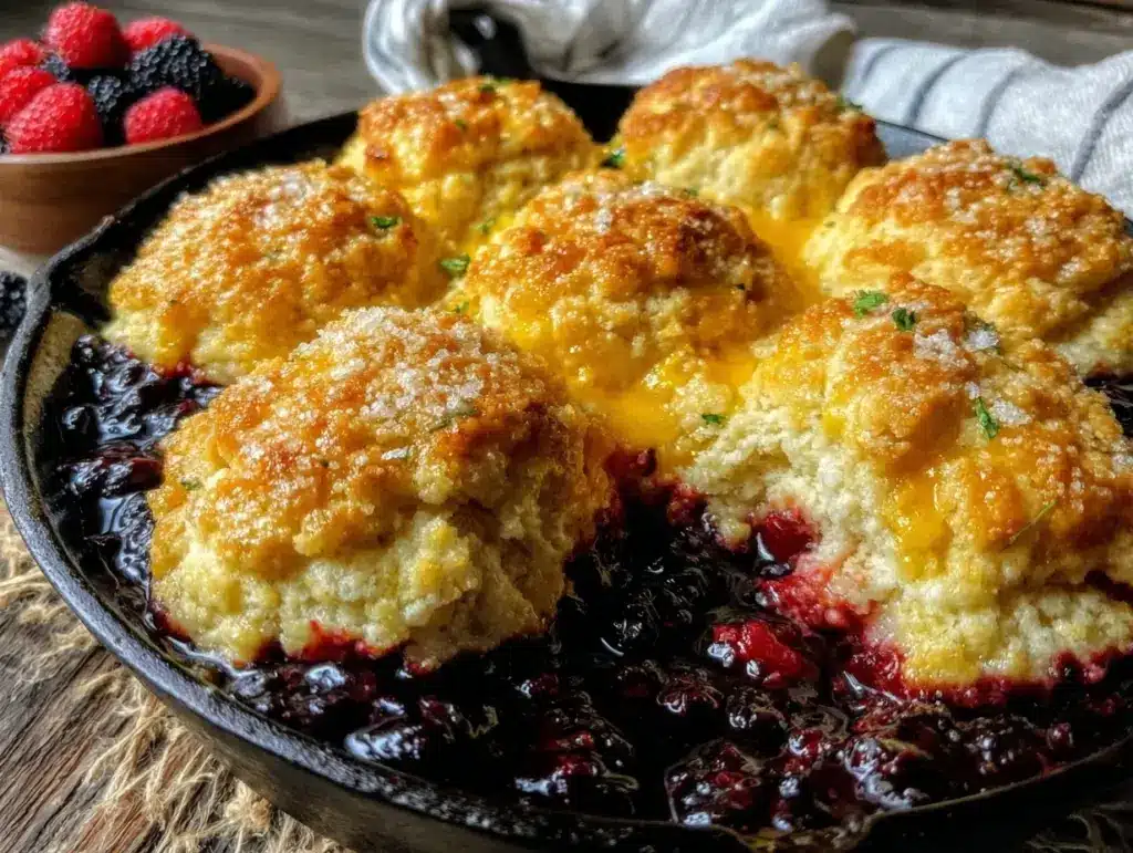 fluffy mulberry cobbler - featured image