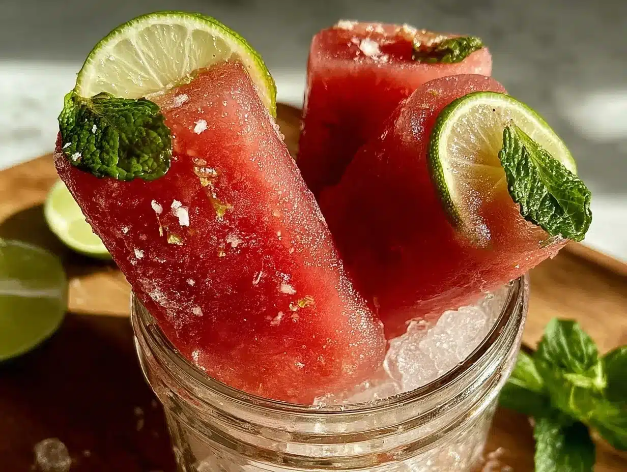 fresh frozen watermelon juice popsicles preparation steps