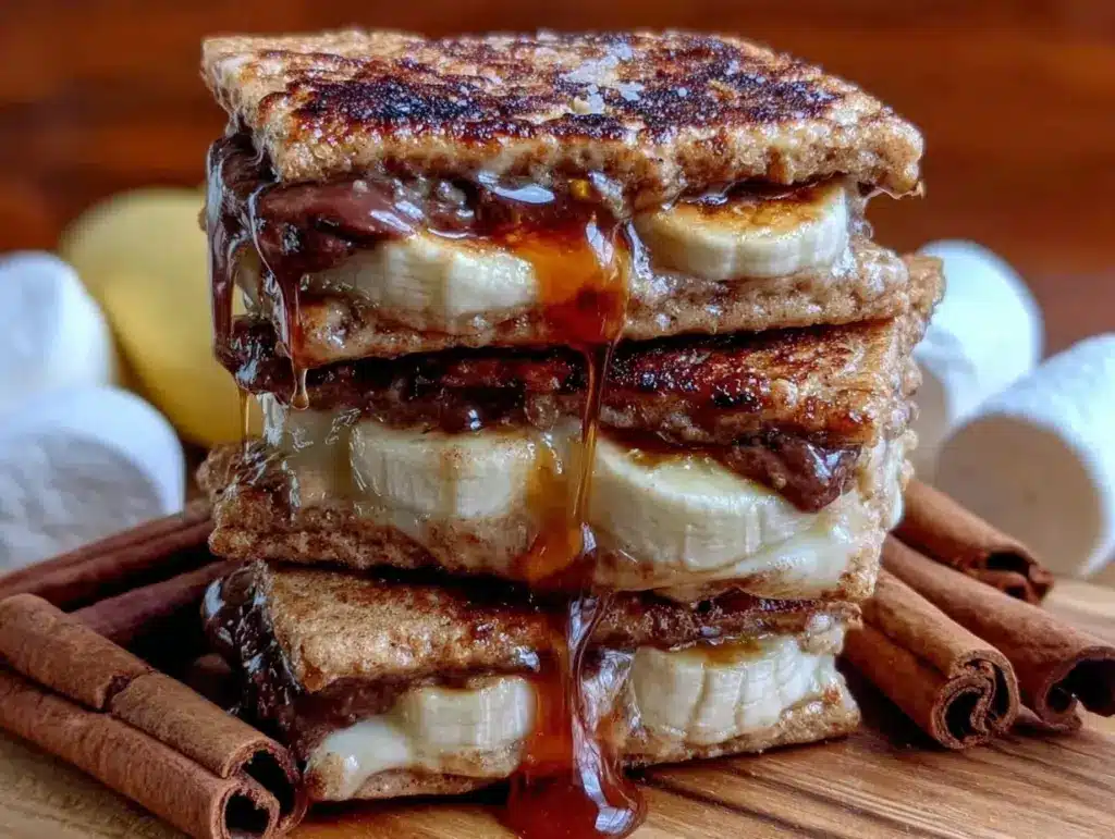 grilled banana foster smores - featured image