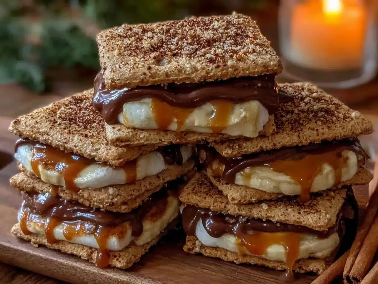 grilled banana foster smores preparation steps