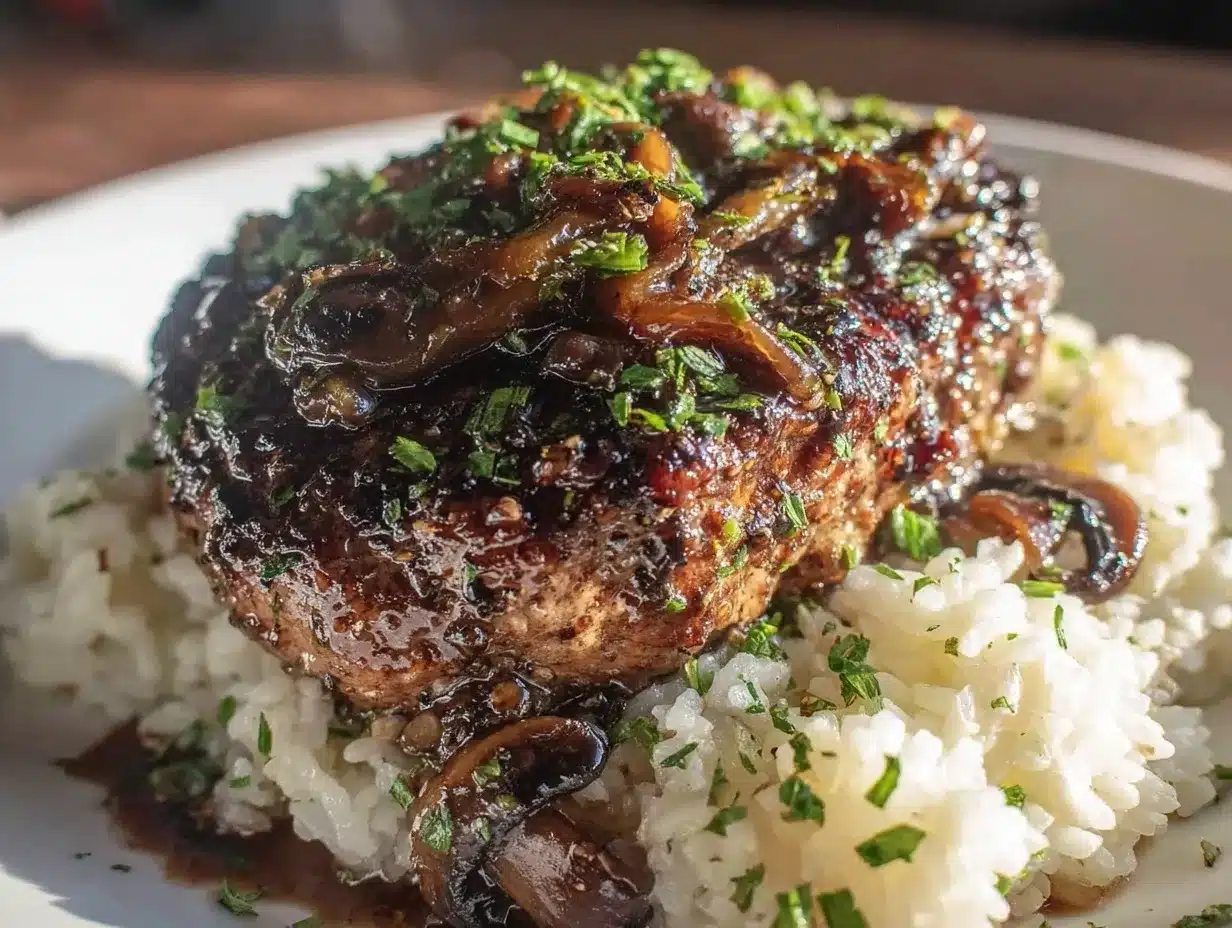 hamburger steak with creamy mushroom onion gravy preparation steps