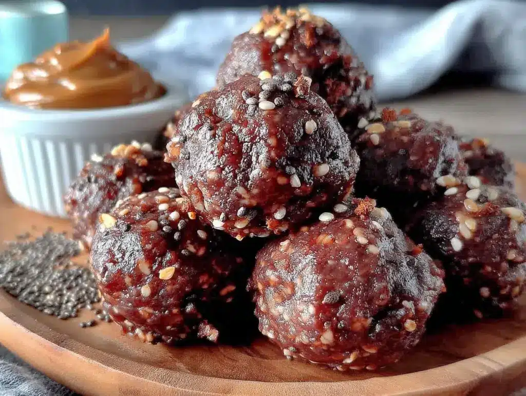 healthy chocolate almond butter energy balls - featured image