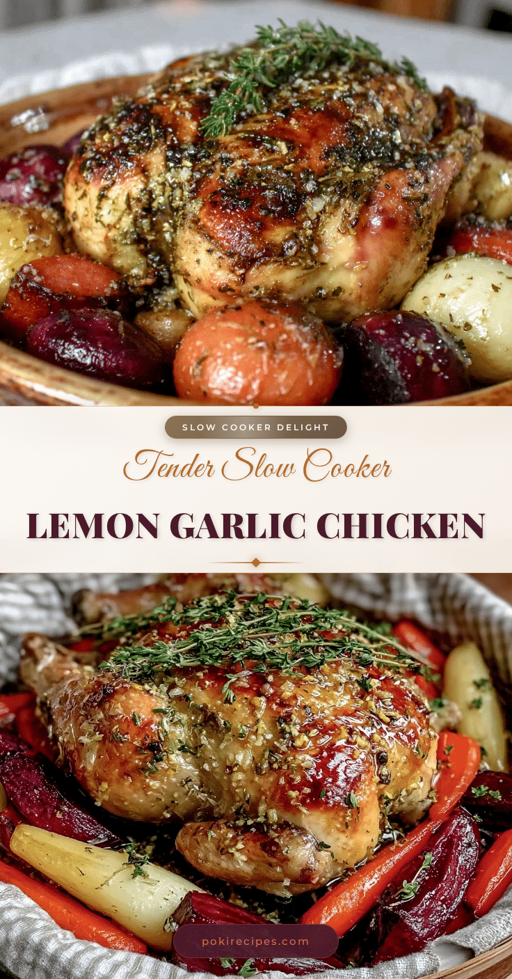 slow cooker lemon garlic whole chicken recipe
