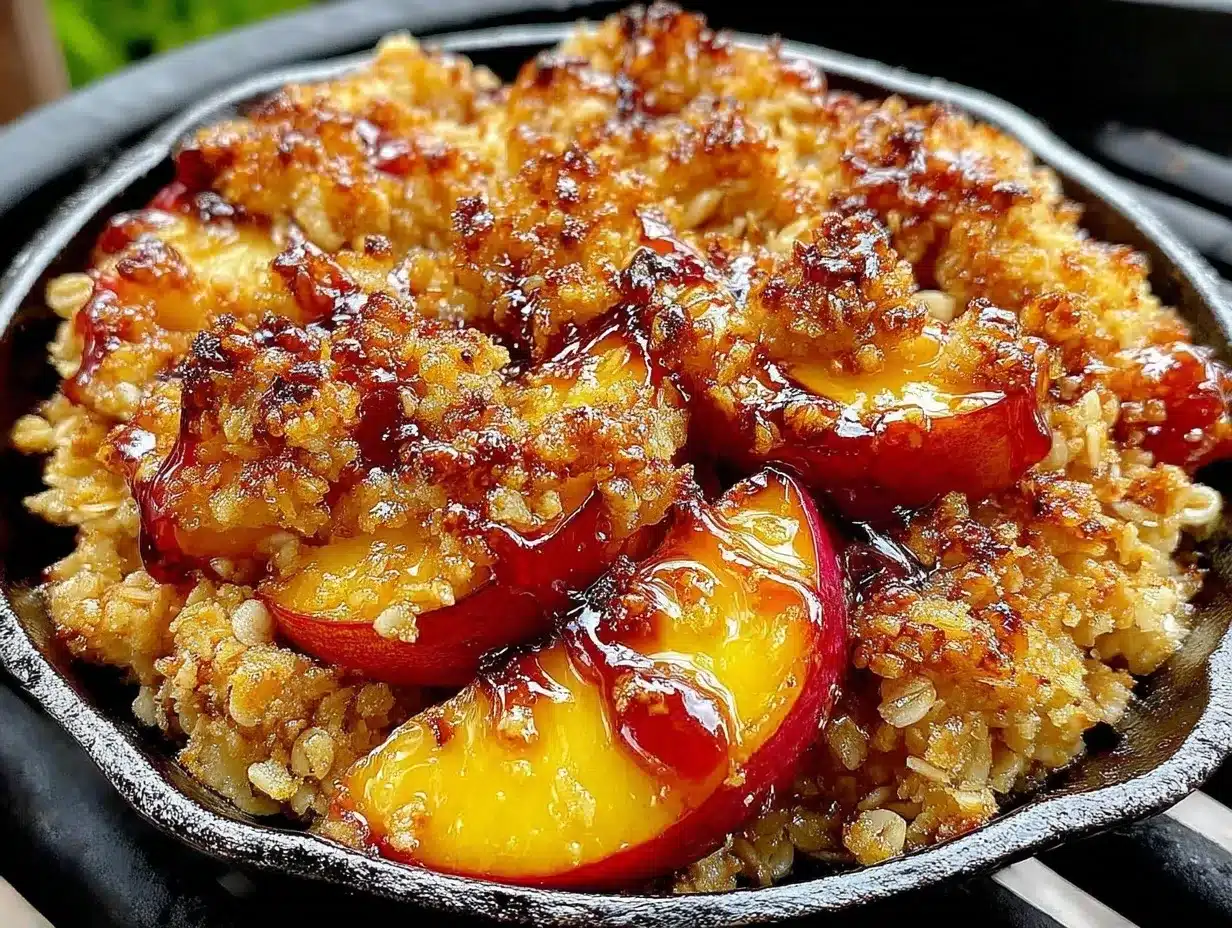 smoked peach crisp skillet recipe preparation steps