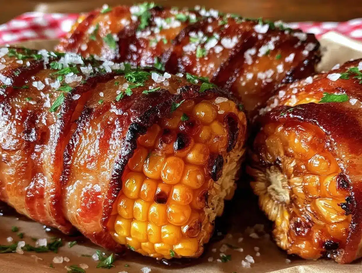 bacon-wrapped grilled corn on the cob preparation steps