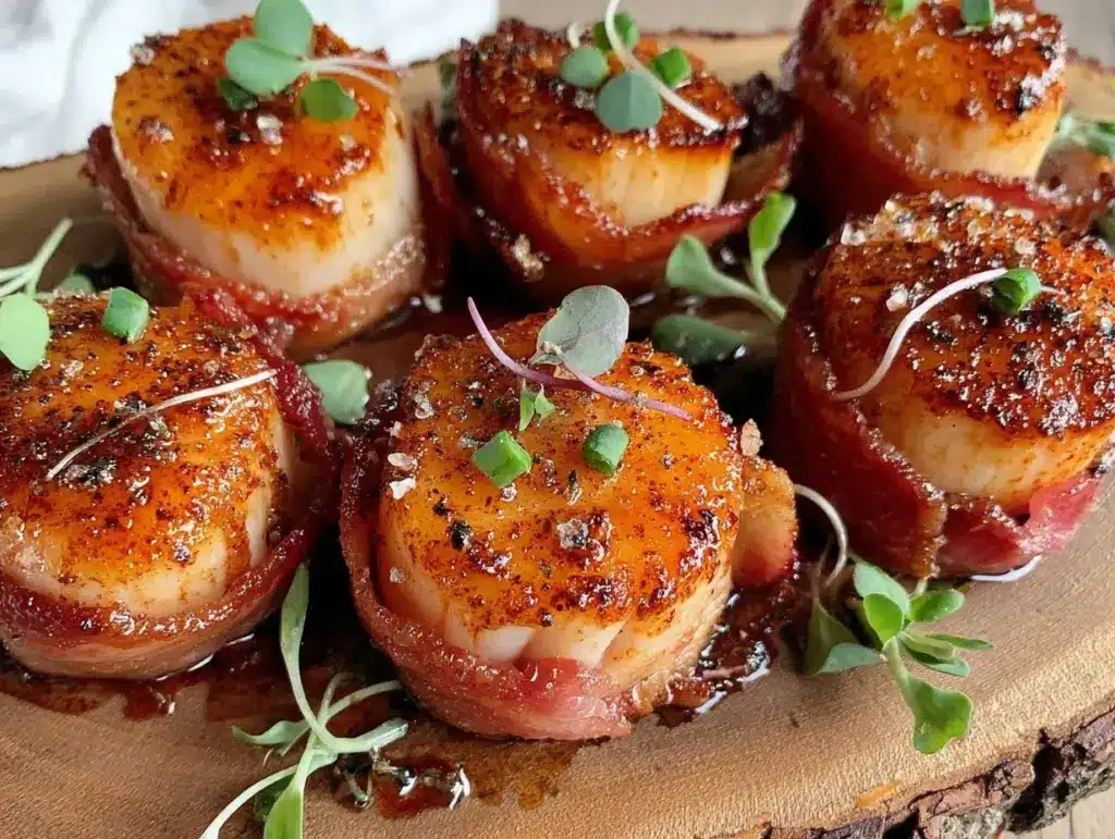 bacon-wrapped scallops - featured image