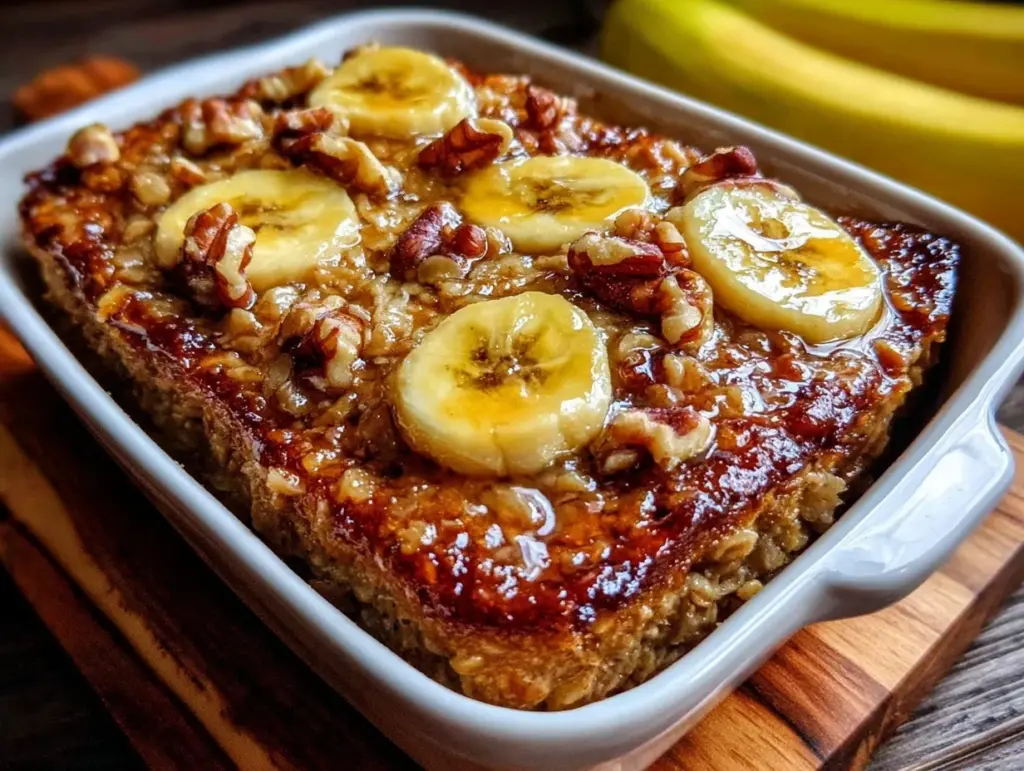 banana bread baked oatmeal - featured image