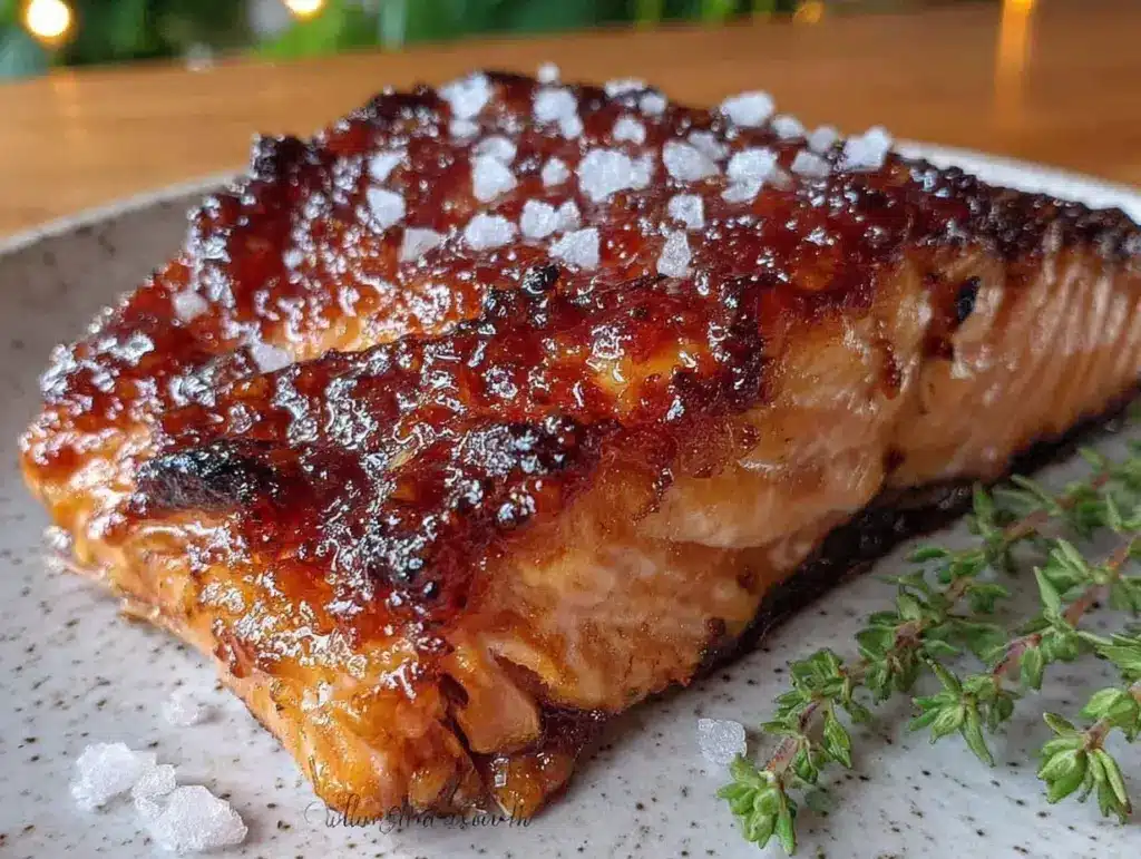 bourbon brown sugar glazed salmon - featured image