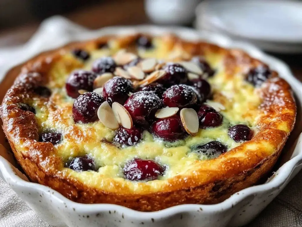 cherry almond breakfast clafoutis - featured image