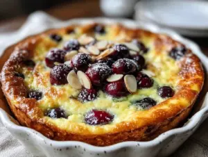 cherry almond breakfast clafoutis - featured image
