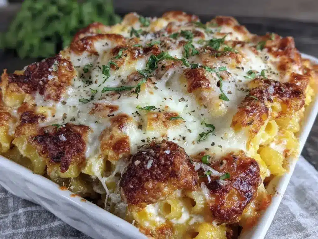 creamy baked ziti - featured image