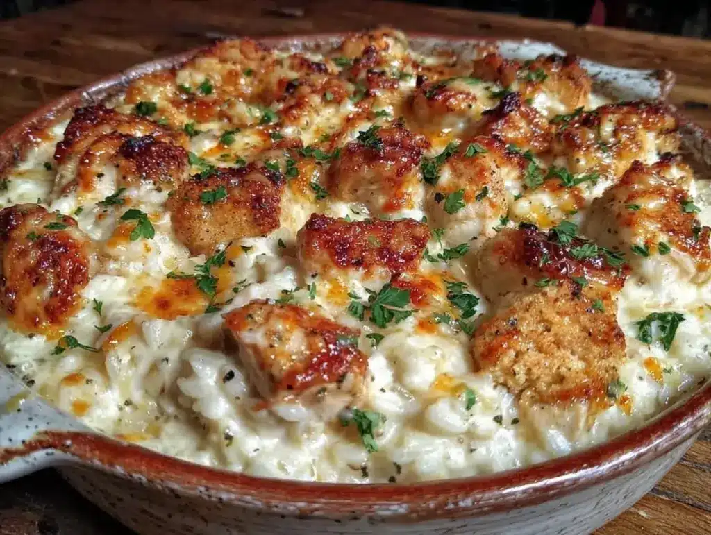 creamy chicken and rice casserole - featured image