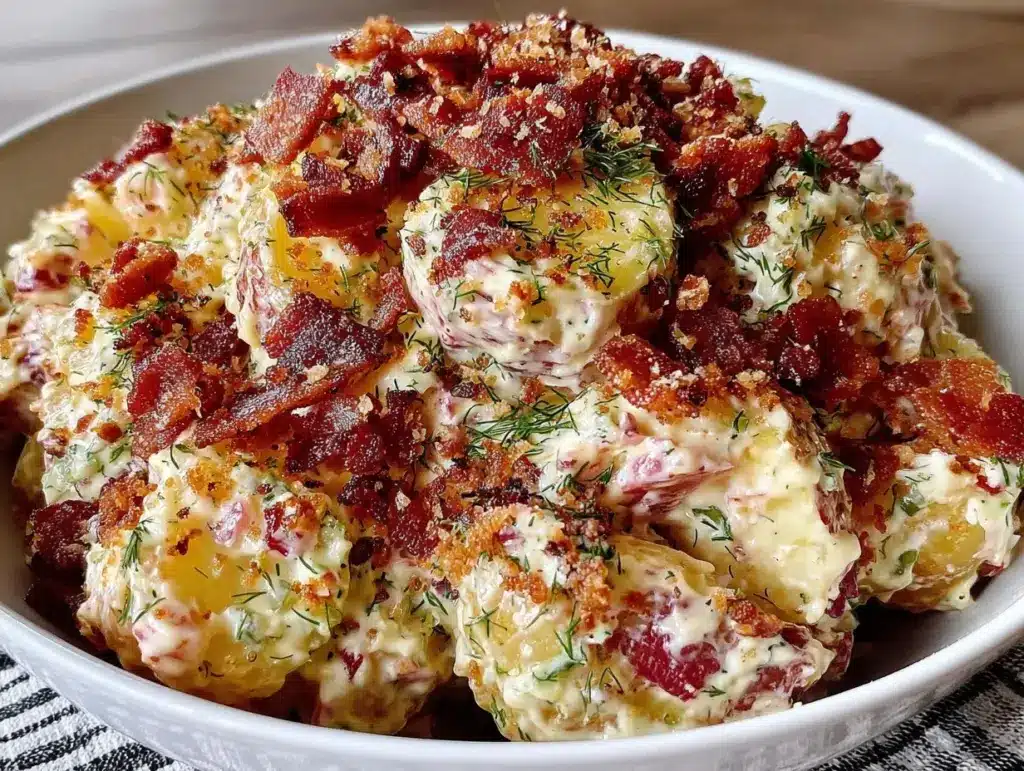creamy dill pickle potato salad - featured image