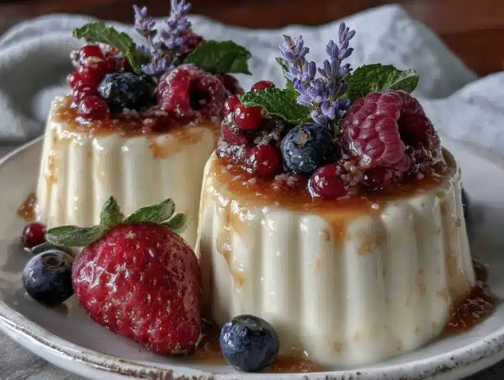 creamy lavender honey panna cotta - featured image