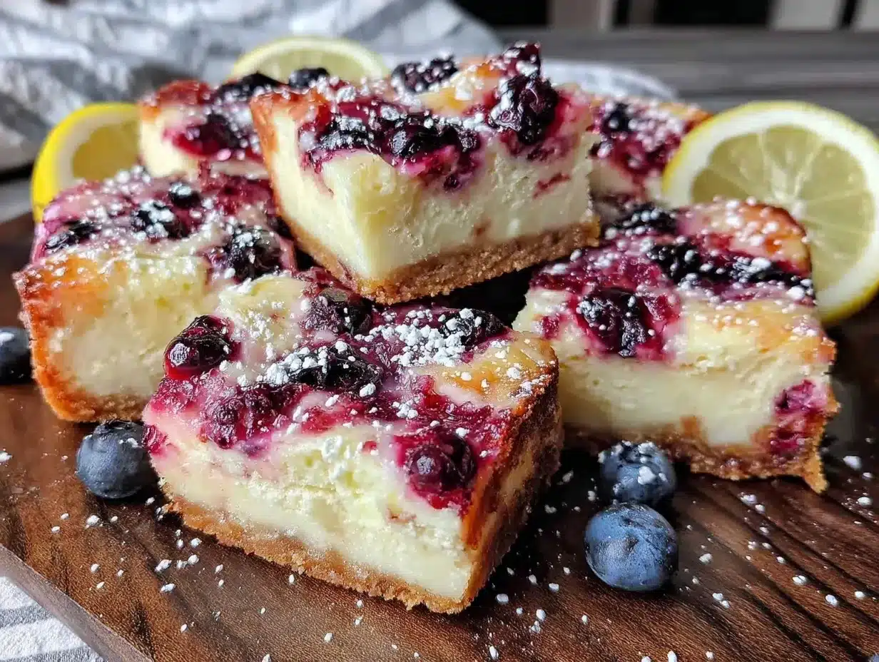 creamy lemon blueberry cheesecake bars preparation steps