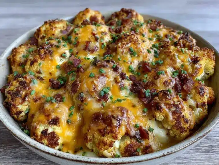creamy loaded cauliflower casserole - featured image