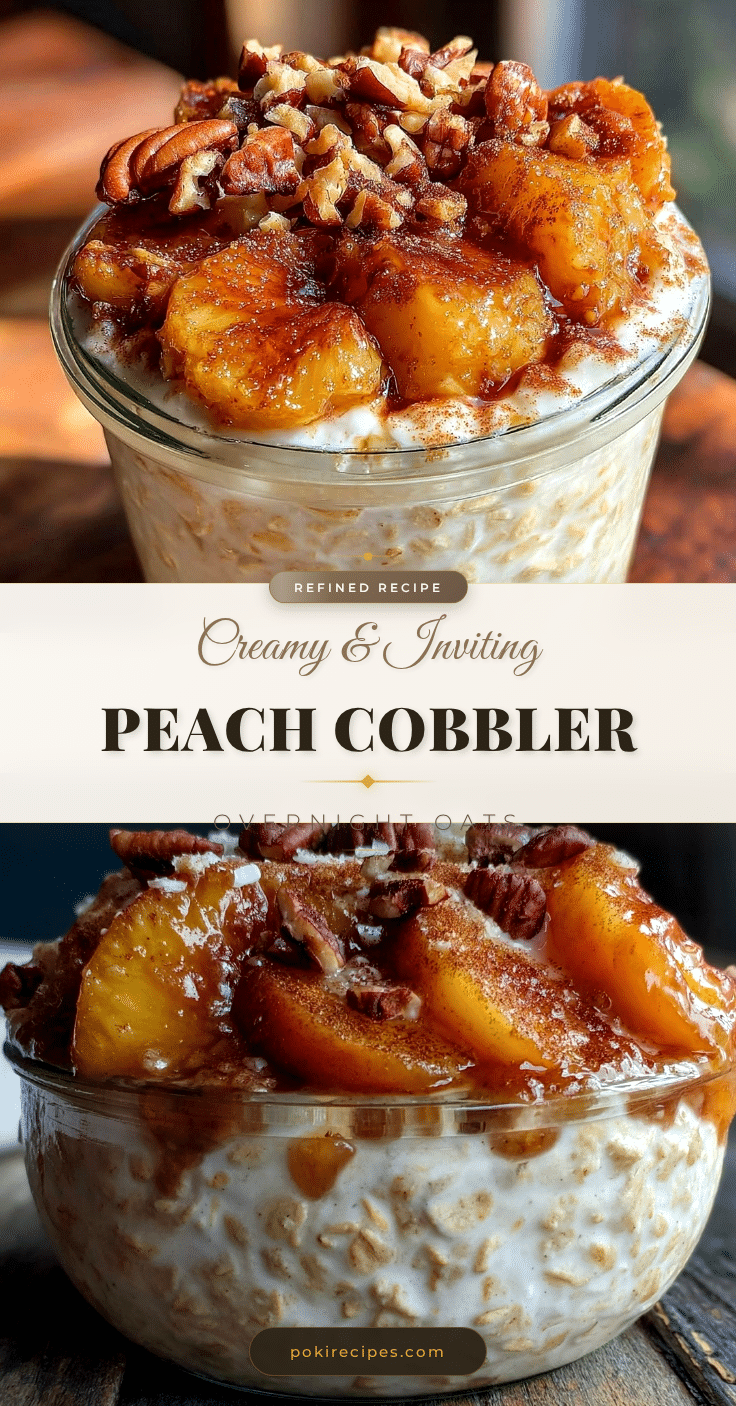 creamy peach cobbler overnight oats recipe